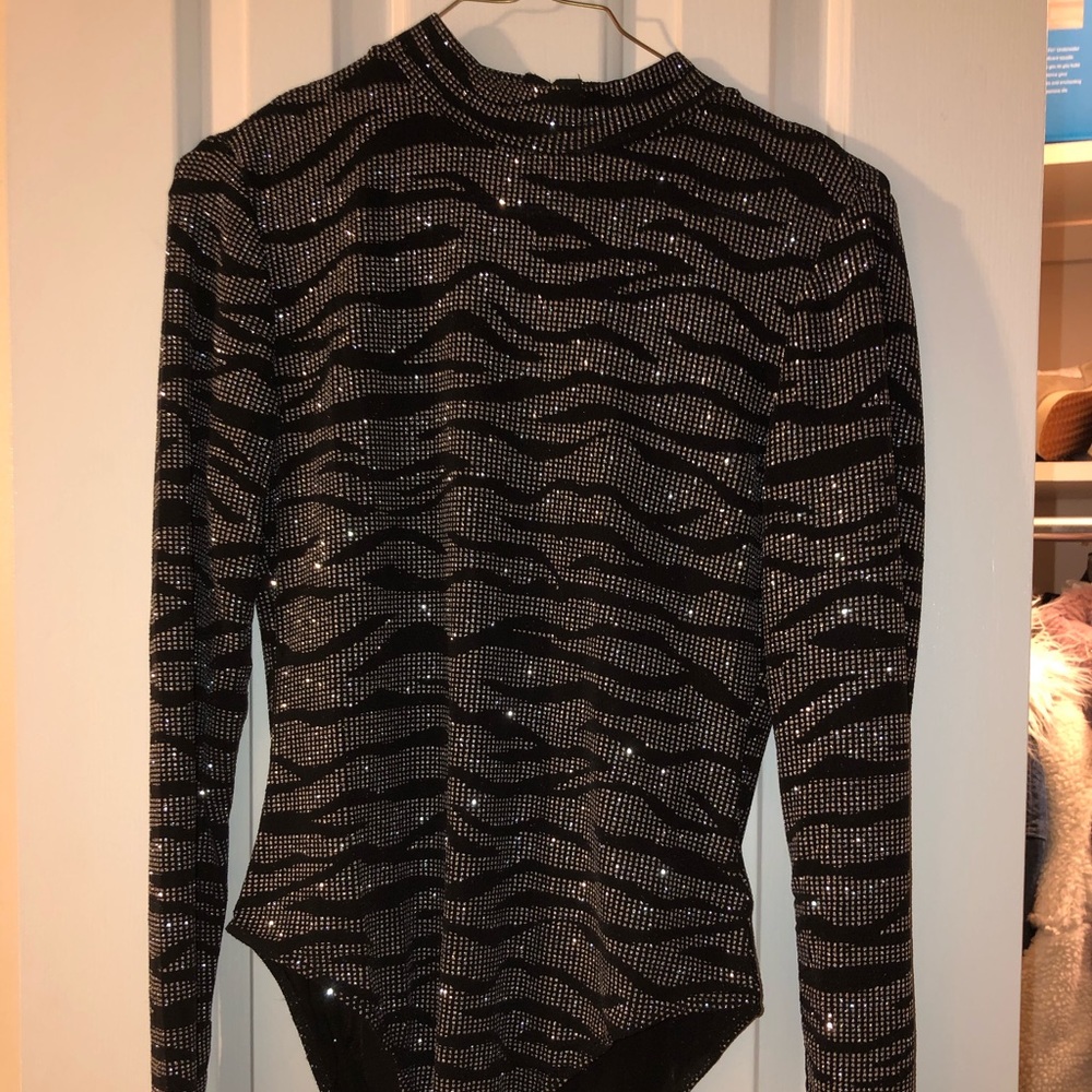 zebra sparkly bodysuit
